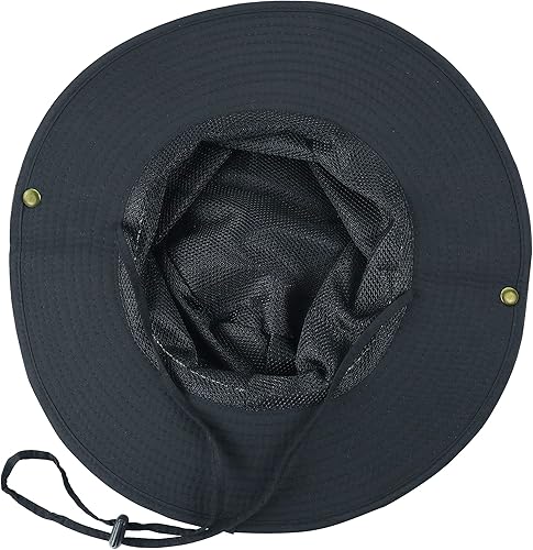 Miniatura 4 de Muryobao Sombrero de sol para hombre, protección UV, ala ancha, impermeable, boonie para pesca, senderismo, jardín, safari