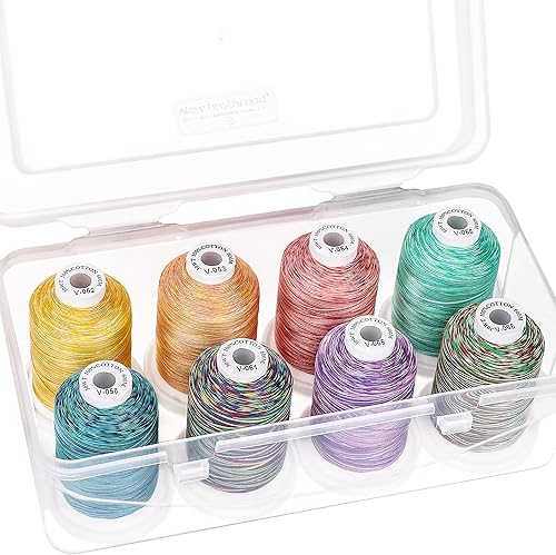 Miniatura 44 de New brothread - 18 opciones - Hilo multiusos de algodón 100% mercerizado 50S/3 600M cada carrete para acolchado, serger, coser y bordar - 8 x blanco
