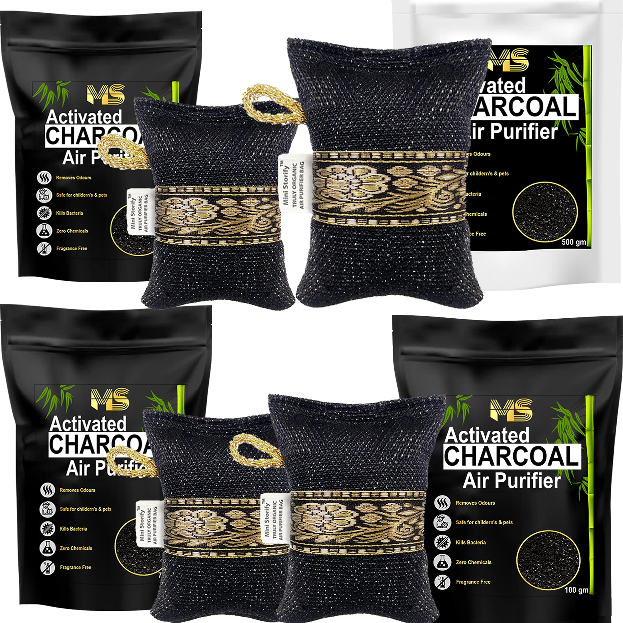 Mini Storify Non Electric Air Purifier Natural Activated Coconut Charcoal Bag,Dehumidifier & Air Purifier For Car,Home Freshener for Refrigerator, Shoes,Car,Wardrobe,Kitchen [ 75g|100g|200g|500g ]-picture-11