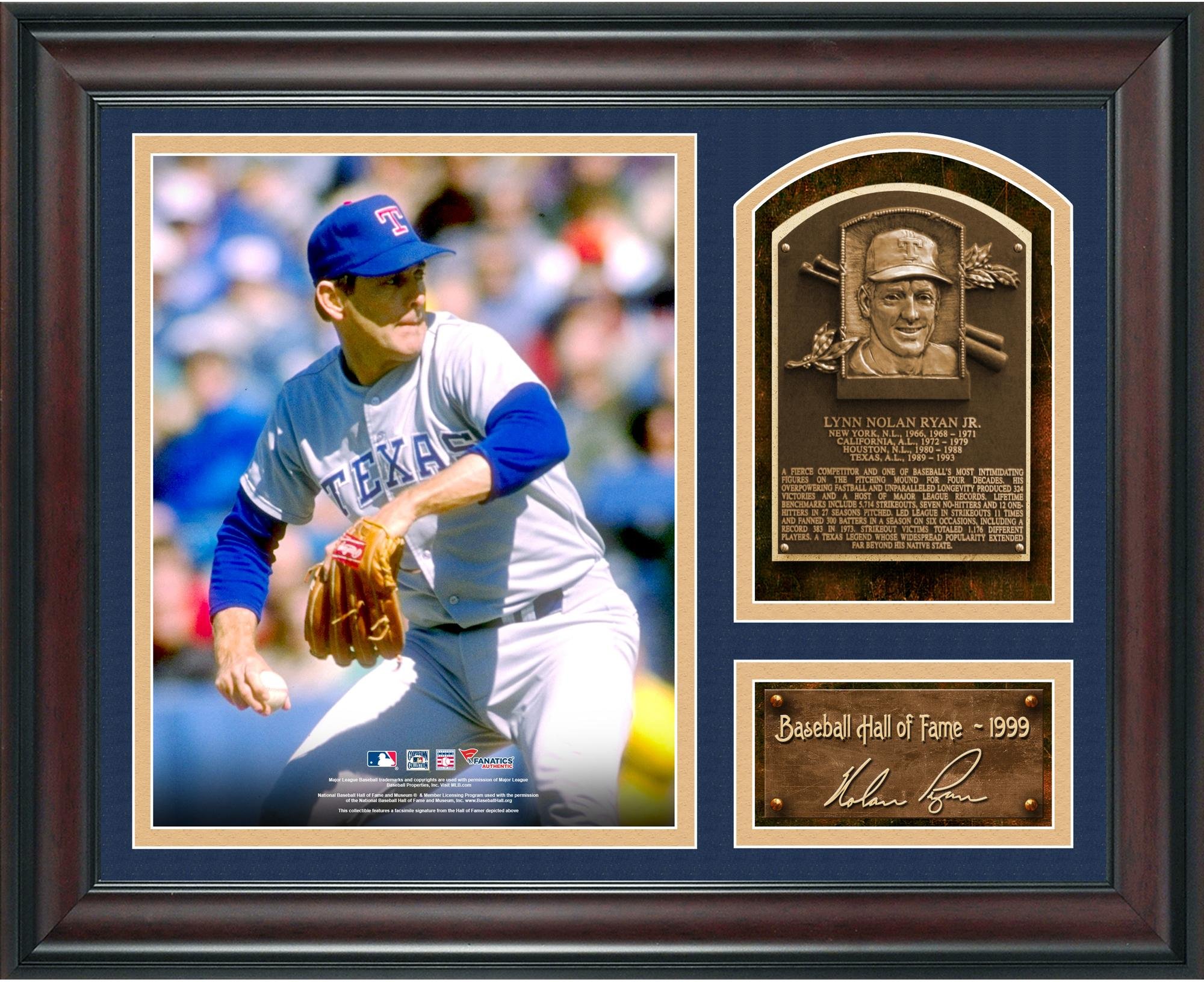 Framed Nolan Ryan Hall of Fame Facsimile Laser Engraved Signature Auto