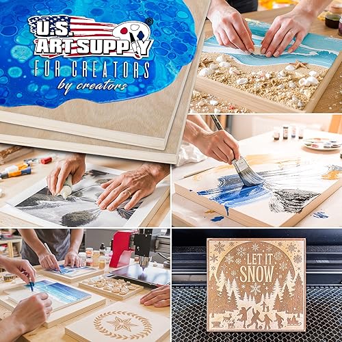 Miniatura 7 de U.S. Art Supply Paneles de madera acunados sin terminar para pintar, paquete de 4 tableros de lienzo de madera de abedul de galería de 1-12 pulgadas