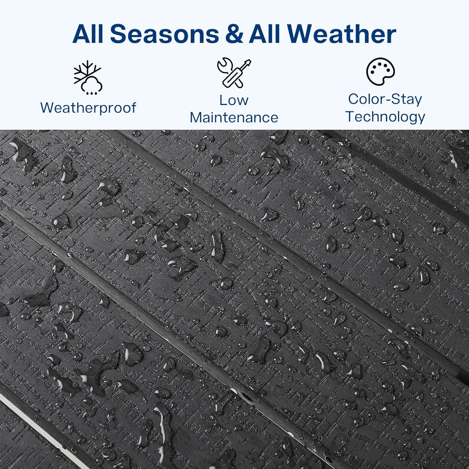 36" Outdoor Coffee Table, Weatherproof HIPS Patio Coffee Tables for Outside, All Weather Center Table with 220lbs Capacity for Deck, Garden, Balcony, Indoor or Outdoor Use, Black