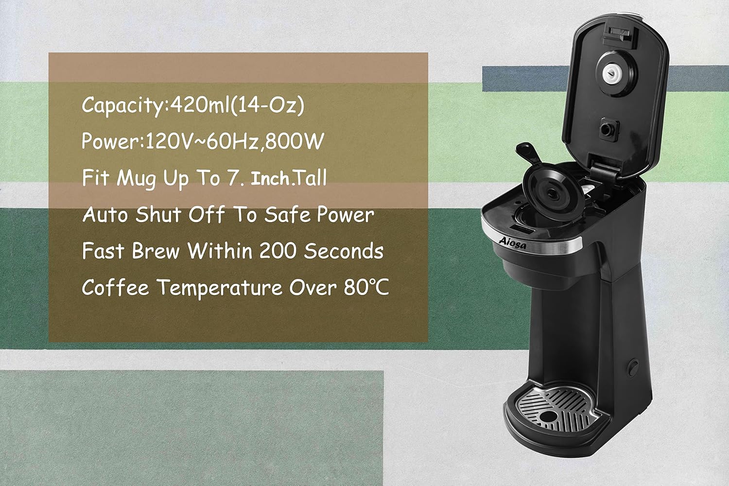 Single Serve Drip Coffee Maker,Coffee Machine,Personal One Cup Coffee Maker,Aiosa K cup Coffee Maker,2 in 1 Use Ground Coffee,Loose Leaf Tea And Coffee Pod K cup Capsule.Portable Coffee Machine