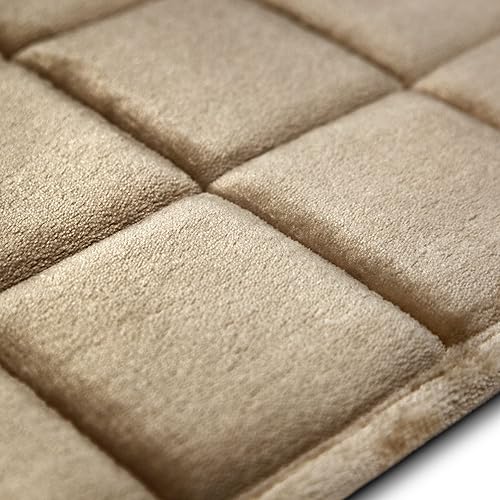 Miniatura 5 de MICRODRY - Lujosa alfombra de baño de espuma viscoelástica bordada cuadrada, alfombra de baño con base antideslizante, alfombra absorbente para