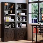 IRONCK Industrial Bookshelves and Bookcases with Doors Floor Standing 6 Shelf Display Storage Shelves 70 in Tall Bookcase for Home Office, Living Room