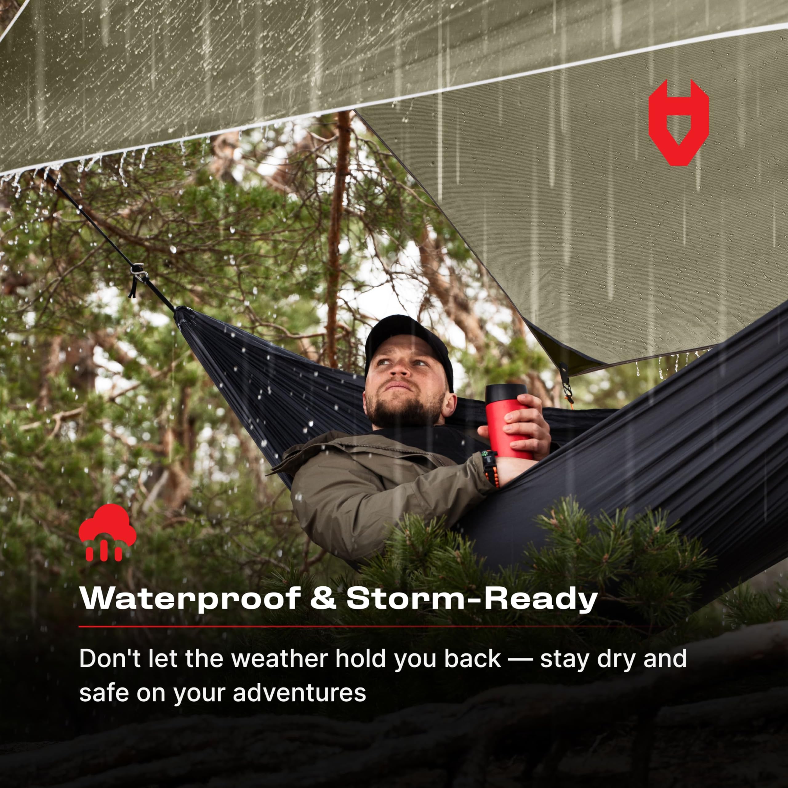 Rain Fly 12x10 Lightweight Survival Camping Tarp; 100% Waterproof; Makes a Great Backpacking Tarp or Hammock Shelter; Comes in Multiple Colors, 