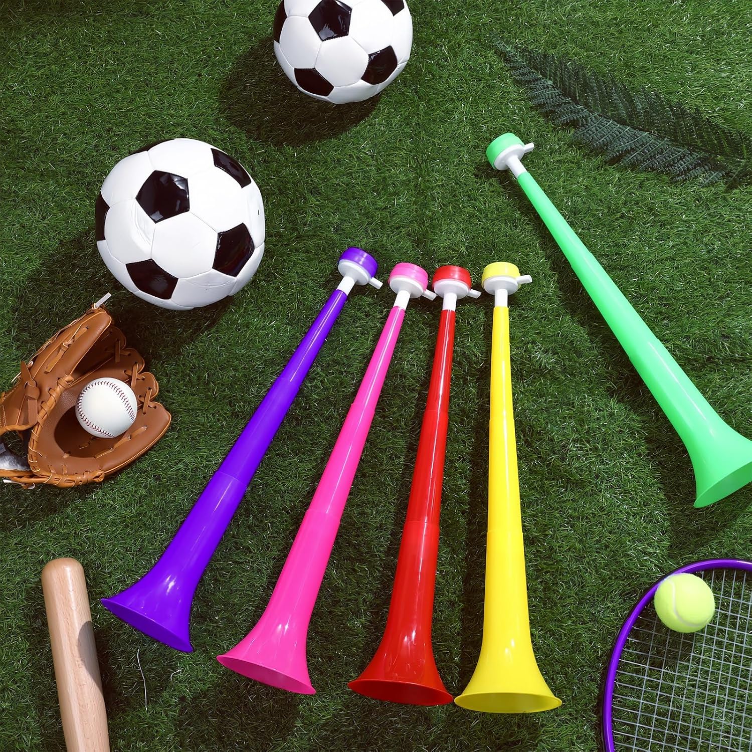 4 Pieces Stadium Horn, 21 Inch Collapsible Vuvuzela Trumpet for Sporting Events Football Carnival Party, Purple
