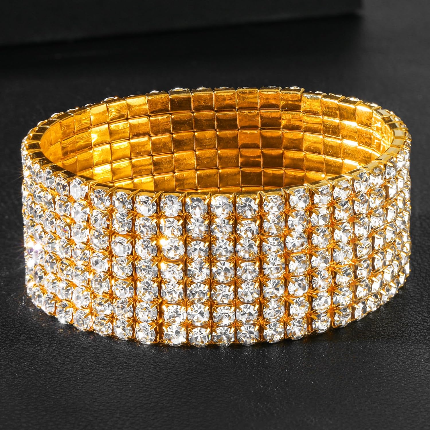 Zealmer Sparkle Multicolor Rhinestone Stackable Stretch Bracelets for Women - Image 5