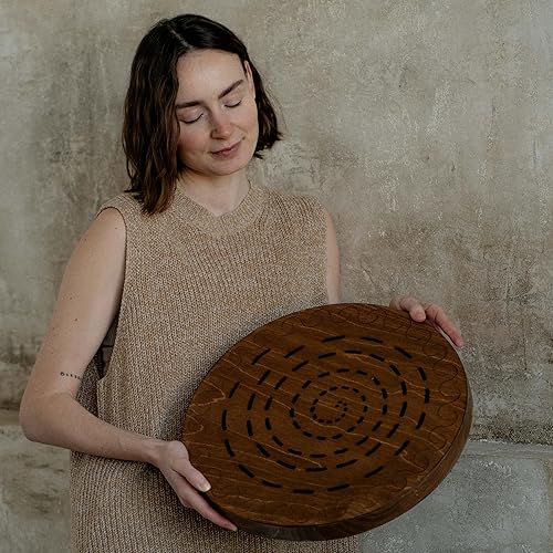 Miniatura 53 de Disco de cascada de 20 pulgadas meditativo de madera para baño de sonido relajante forma de géiser (sin bolsa)