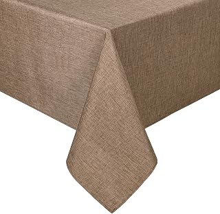 Hiasan Faux Linen Square Tablecloth 54 x 54 Inch for Dining Room, Khaki