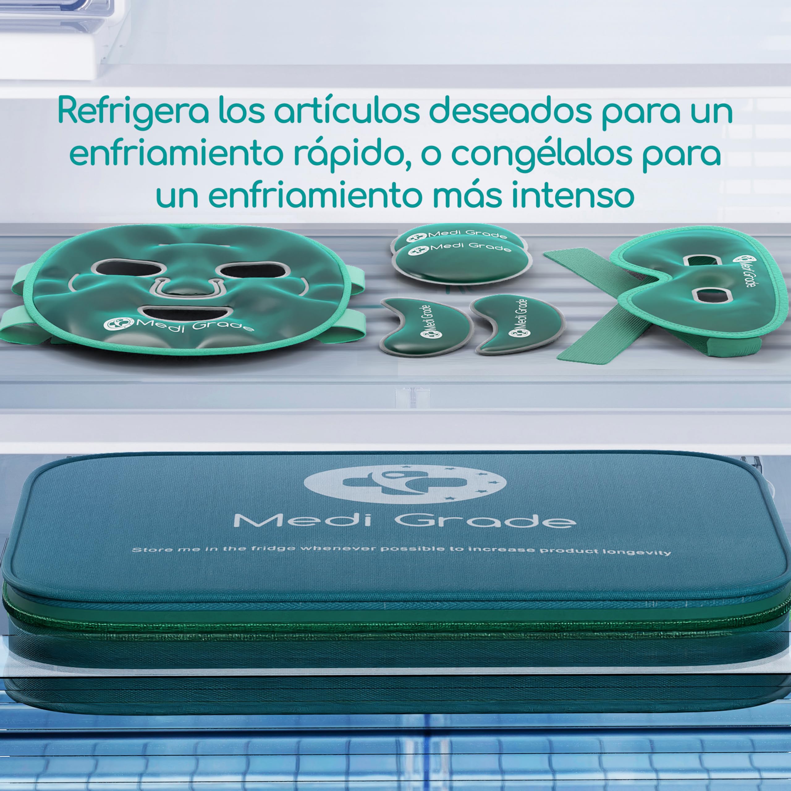 Antifaz de Gel Frío y Mascara para Ojos – Tecnología de Gel Facial de Medi Grade – Set para Cuidado Facial de Mujer y Hombre, Mascara de Frio para Cara Ojos y Anti Ojeras — view 7