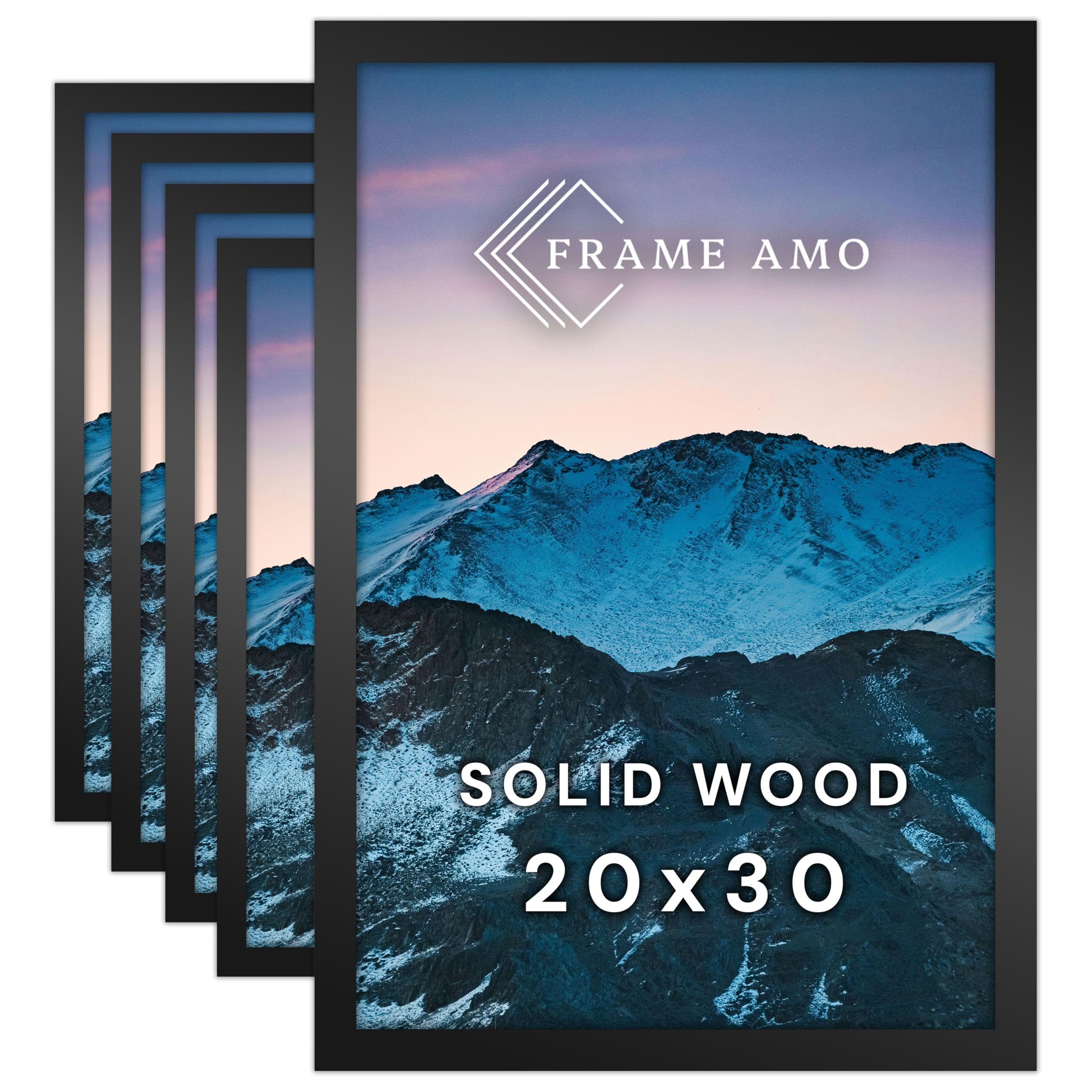 Frame Amo Pack of 5, 20x30 Black Poster Frames, High End, Gallery Grade