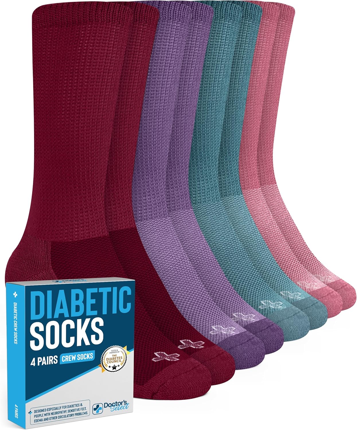 Doctor's Select Diabetic Socks for Women and Men 4 Pairs