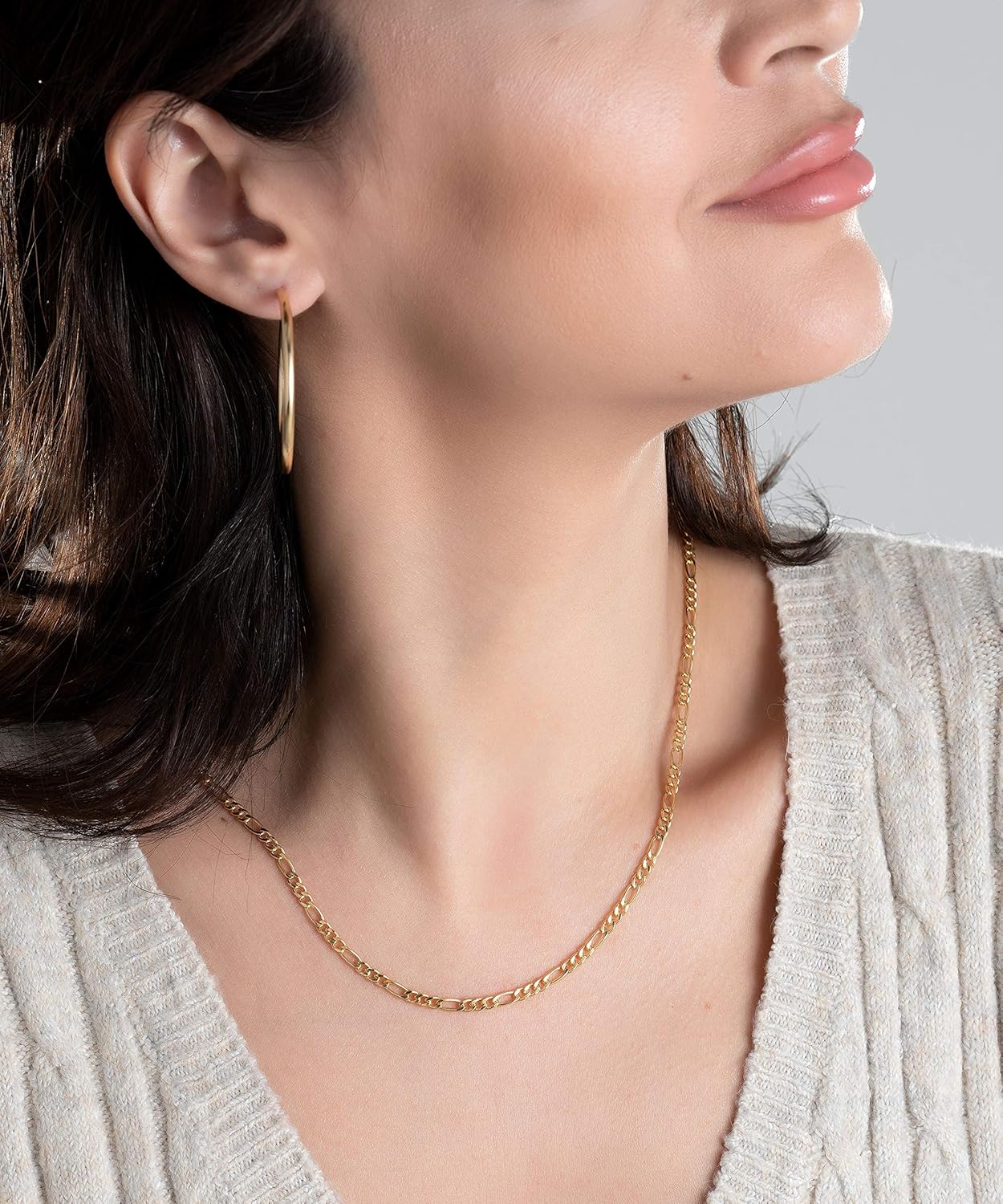 Barzel 18K Gold Plated Figaro Chain Necklace 2MM, 2.5MM, 3MM, 4MM, 4.5MM & 5MM for Women & Men - Image 3