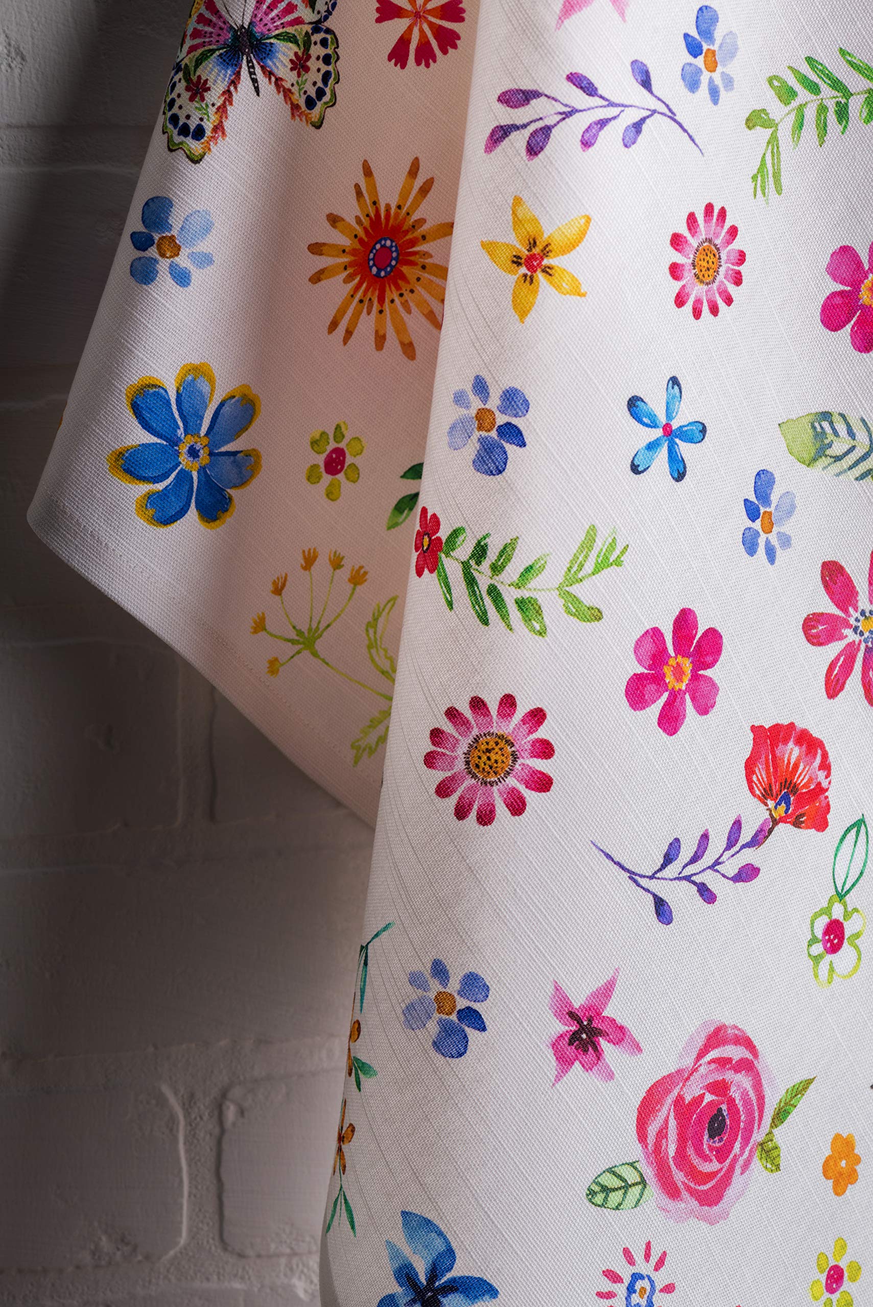 Maison d'Hermine Happy Florals- 2 Sweety 100% Baumwolle Set von 3 Multi-Purpose Küchenhandtuch weiche absorbierende Geschirrtücher | Bar Handtücher | Frühling/Sommer (50 cm X 70 cm)