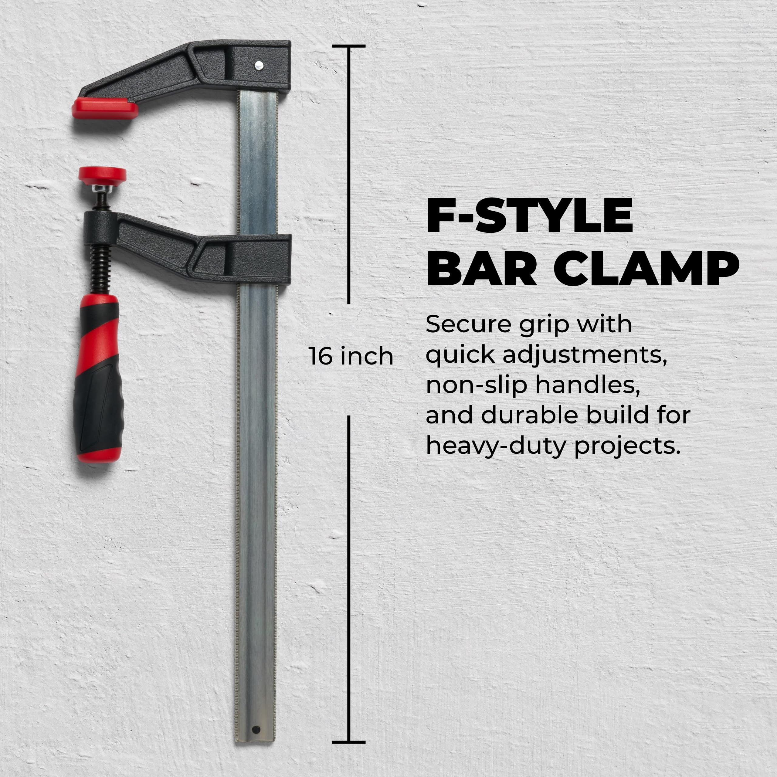 BUILDSOMETHING Abrazadera de barra estilo F, juego de herramientas manuales para mejoras del hogar, abrazaderas ajustables para carpintería y más, HD de 12 pulgadas, paquete de 2