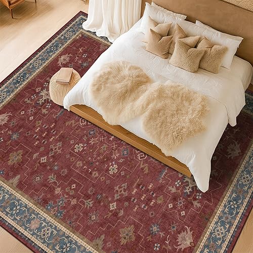 Miniatura 12 de Alfombra de Pasillo de Baño Lavable Oushak 2x5 - Floral Pastel Bohemio Ecléctico, Alfombra Pequeña Antideslizante de Pelo Bajo Resistente a Manchas