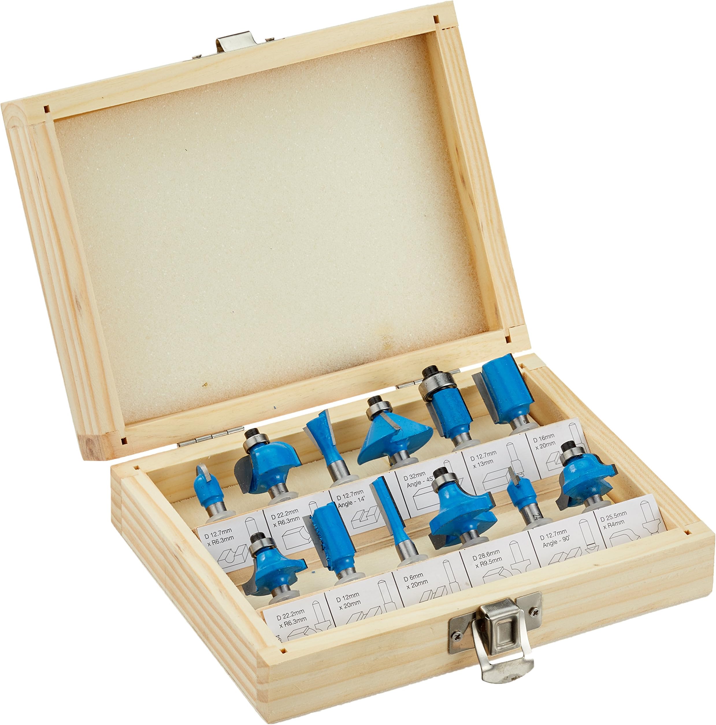 Silverline TCT Router Bit Set – 12 Piece, 1/4" Shank Tungsten Carbide Tipped Bits in Storage Case (792084)
