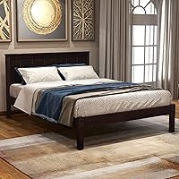 Vista 1 de Wood Bed Frame with Headboard,Wooden Twin Size Platform Bed with 11.8''H Under Beds Storage Space,Mid Century Modern Platform Beds with Wood Slat