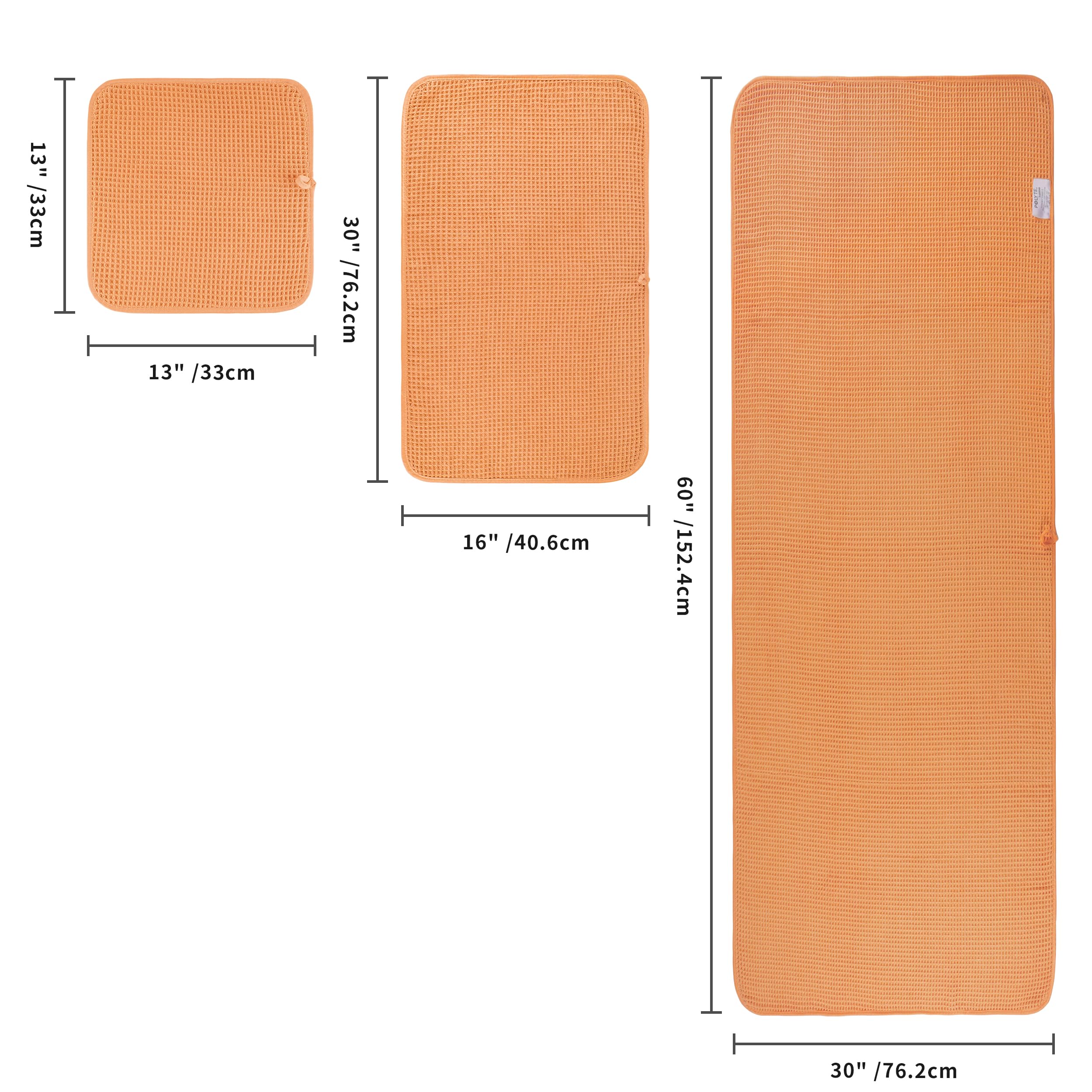 Polyte - 430 gsm telo bagno in microfibra - tessuto a nido d'ape - oversize - 76,2 x 152,4 cm - 6 pezzi