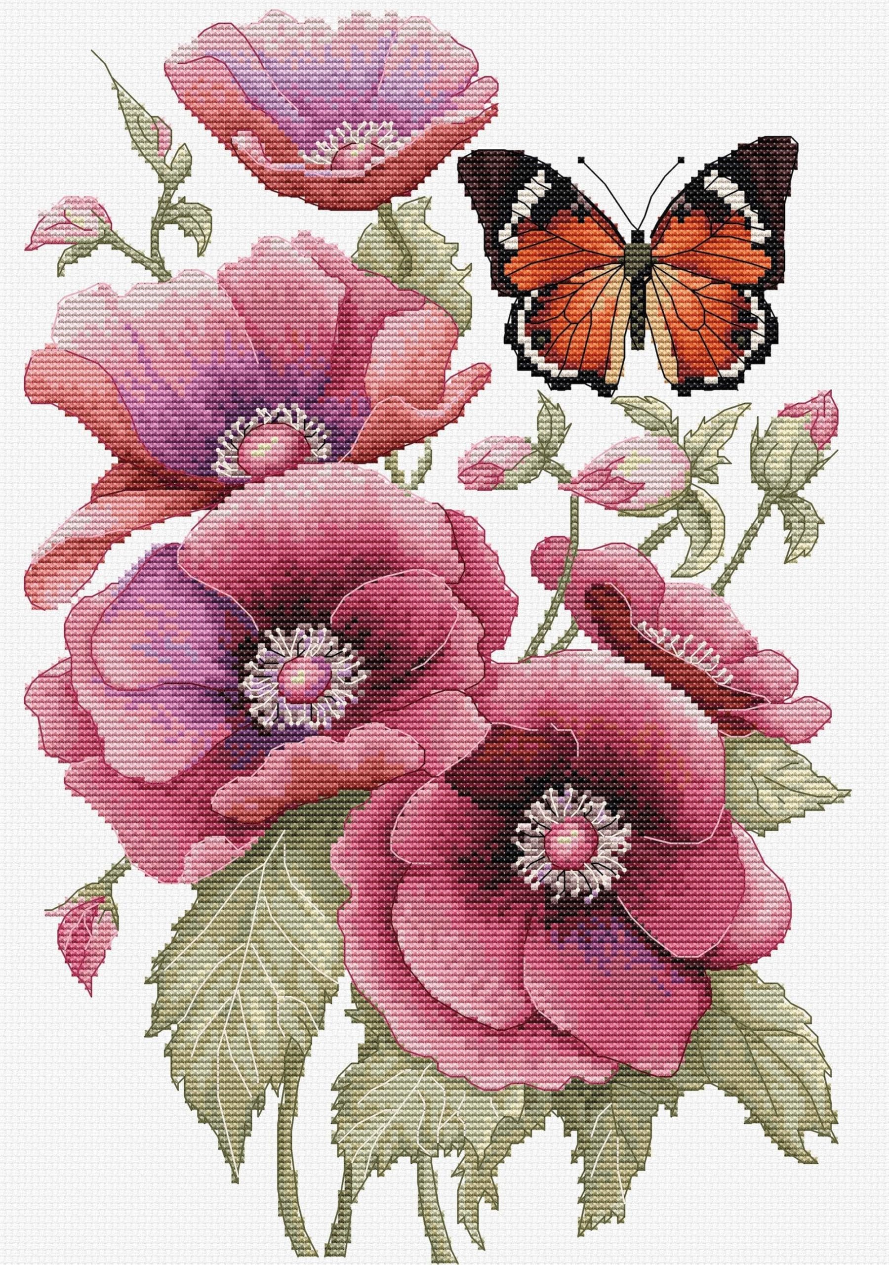 Luca-S Pansies Bouquet Cross Stitch Kit The Scent Of Anemones, B7037, Counted Cross Stitch Kit For Adults, Needlecraft And Embroidery Kit