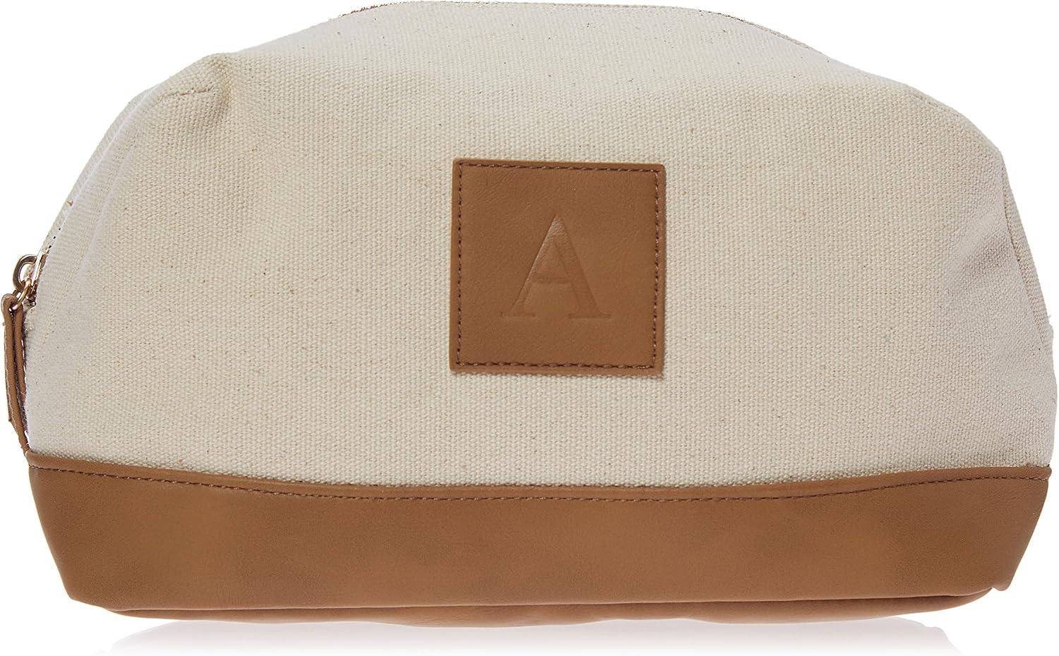 Mud Pie 8613343A Canvas & Leather Initial Dopp Kit Shaving Bag, A