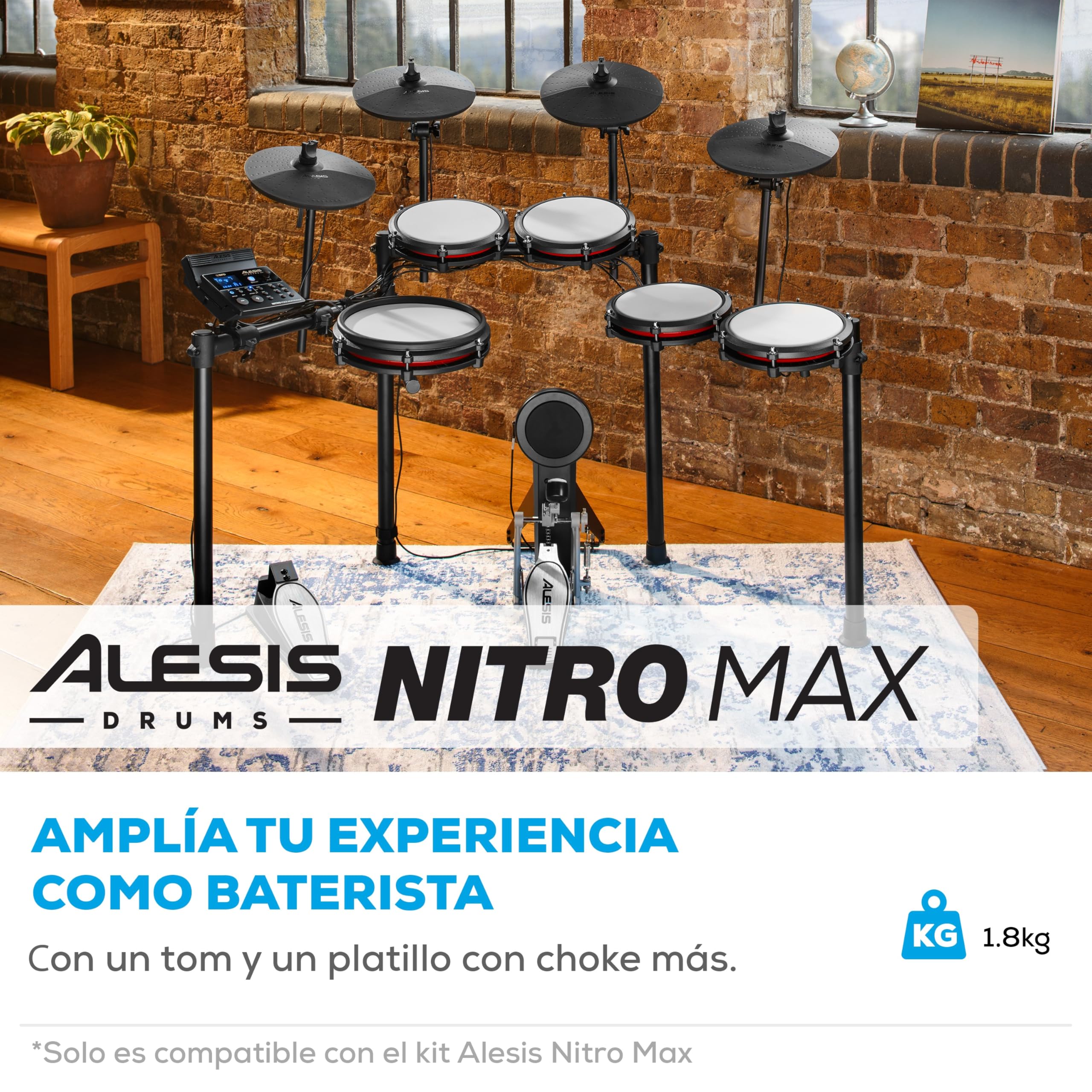 Alesis Pack de Expansión Drums Nitro Max - Expansión de Set de Batería Eléctrica para Kit Nitro Max, Pad Tom de Malla, Platillo 10" con Choke y Cables