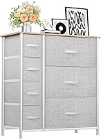 Vista 46 de YITAHOME Cómoda de tela de 4 cajones, cómoda y cómoda para dormitorio, sala de estar, pasillo, armarios, marco de acero resistente, parte superior