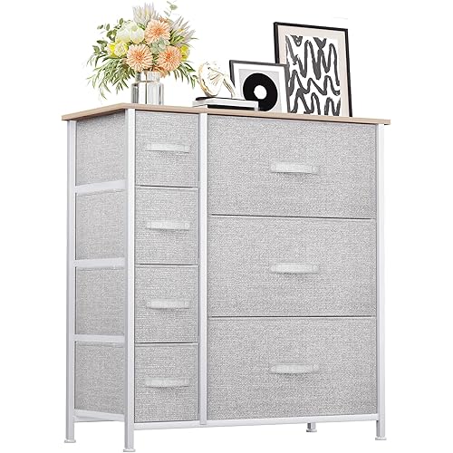 YITAHOME Dresser for Bedroom, 7 Drawers Fabric Dresser, Organizer Unit for Living Room, Hallway, Closets - Sturdy Steel Frame, Wooden Top & Easy Pull Fabric Bins