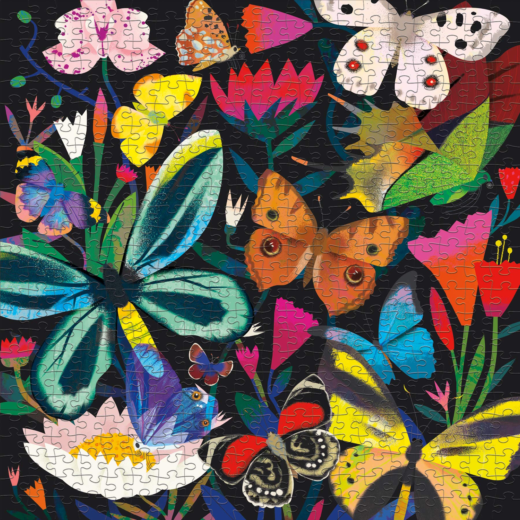 Mudpuppy Butterflies Illuminated 500 Piece Glow in the Dark Family Puzzle from Mudpuppy - 20" x 20" Glow in the Dark Puzzle, Perfect Family Activity, Ages 8+ - Image 4