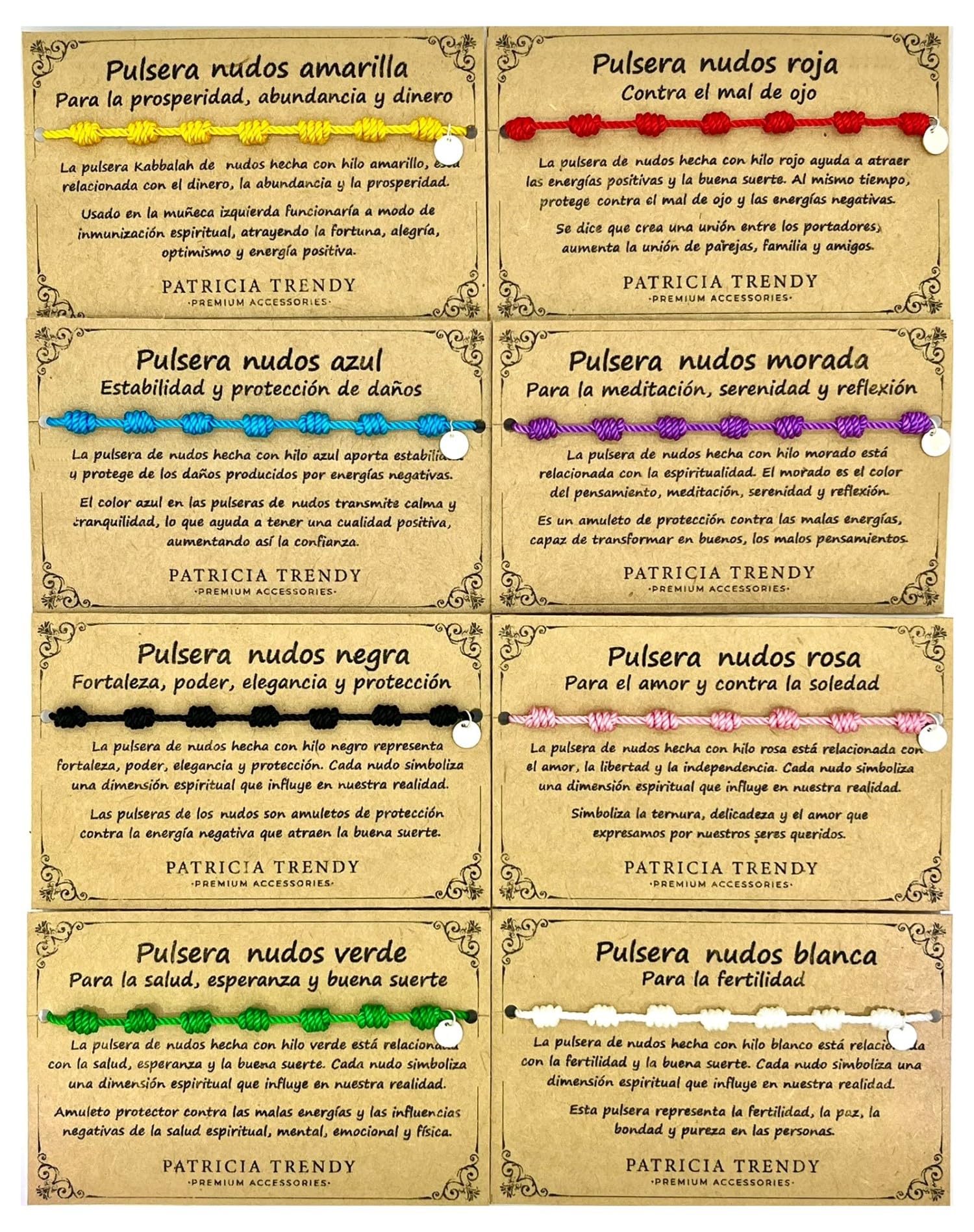 Pulsera siete nudos roja original - Contra el mal de ojo - Hilo rojo protección energía negativa - Amuleto para la buena suerte - Prosperidad familia amigos parejas (8 colores)