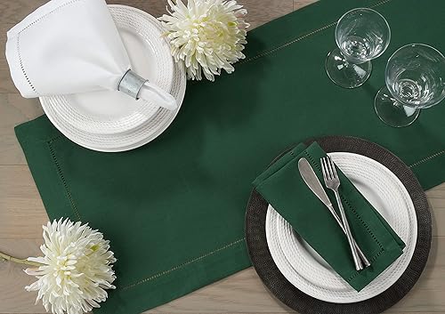 Miniatura 4 de SARO LIFESTYLE 6307.JG1672B Rochester Collection Camino de mesa con borde cosido de 16 x 72 pulgadas, color verde jaspe