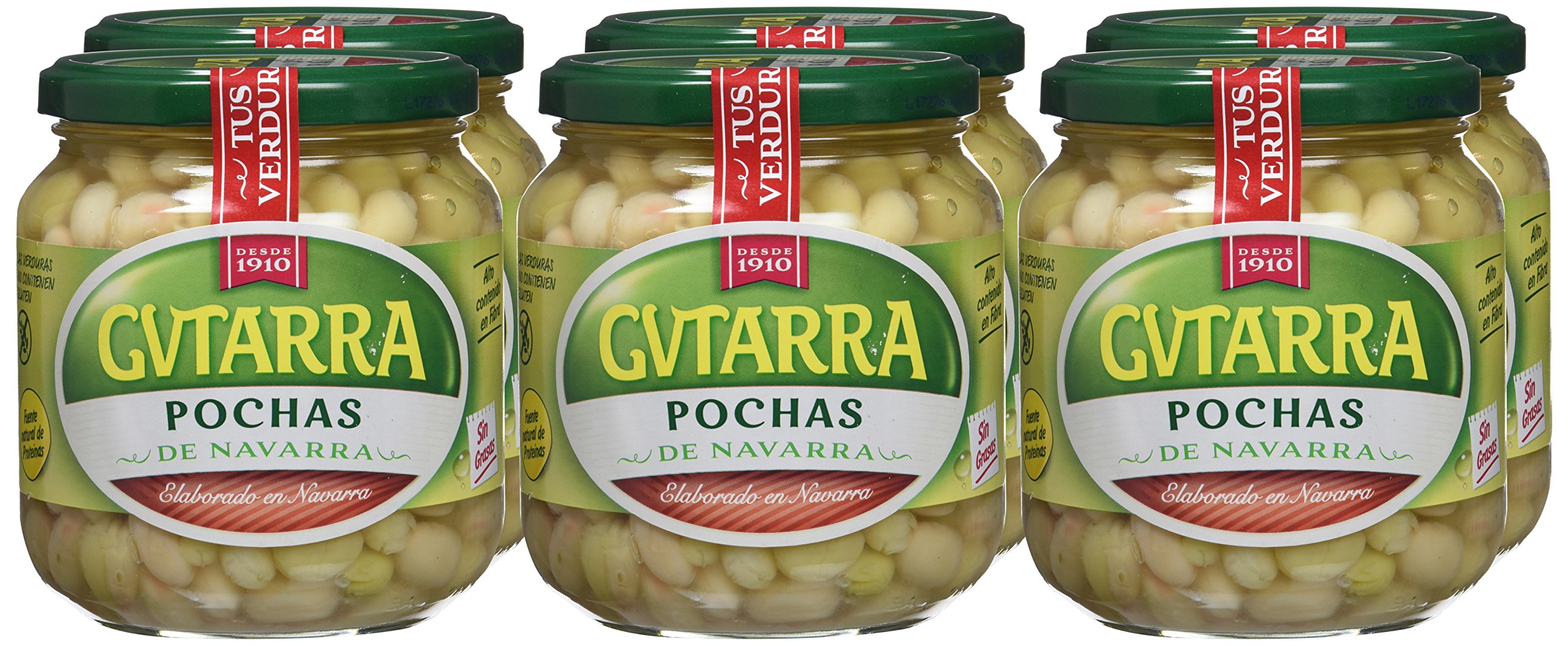 Gvtarra Pochas Cocida Verdura - Paquete de 6 x 400 gr - Total: 2400 gr