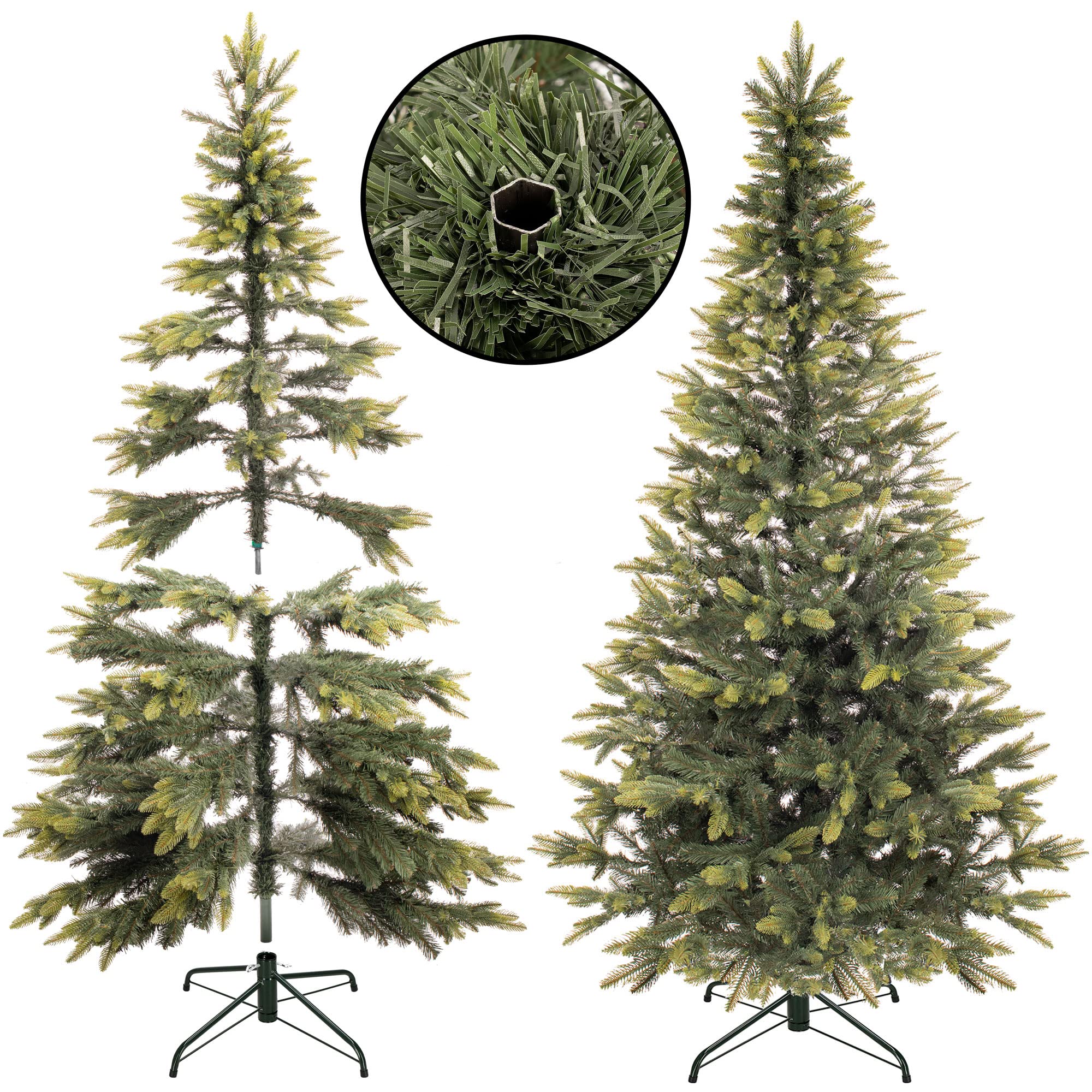 Sapin De Noël Artificiel 120 Cm Effet Neige - 140 Branches, Support Métal - Déco Hiver Réaliste - 9