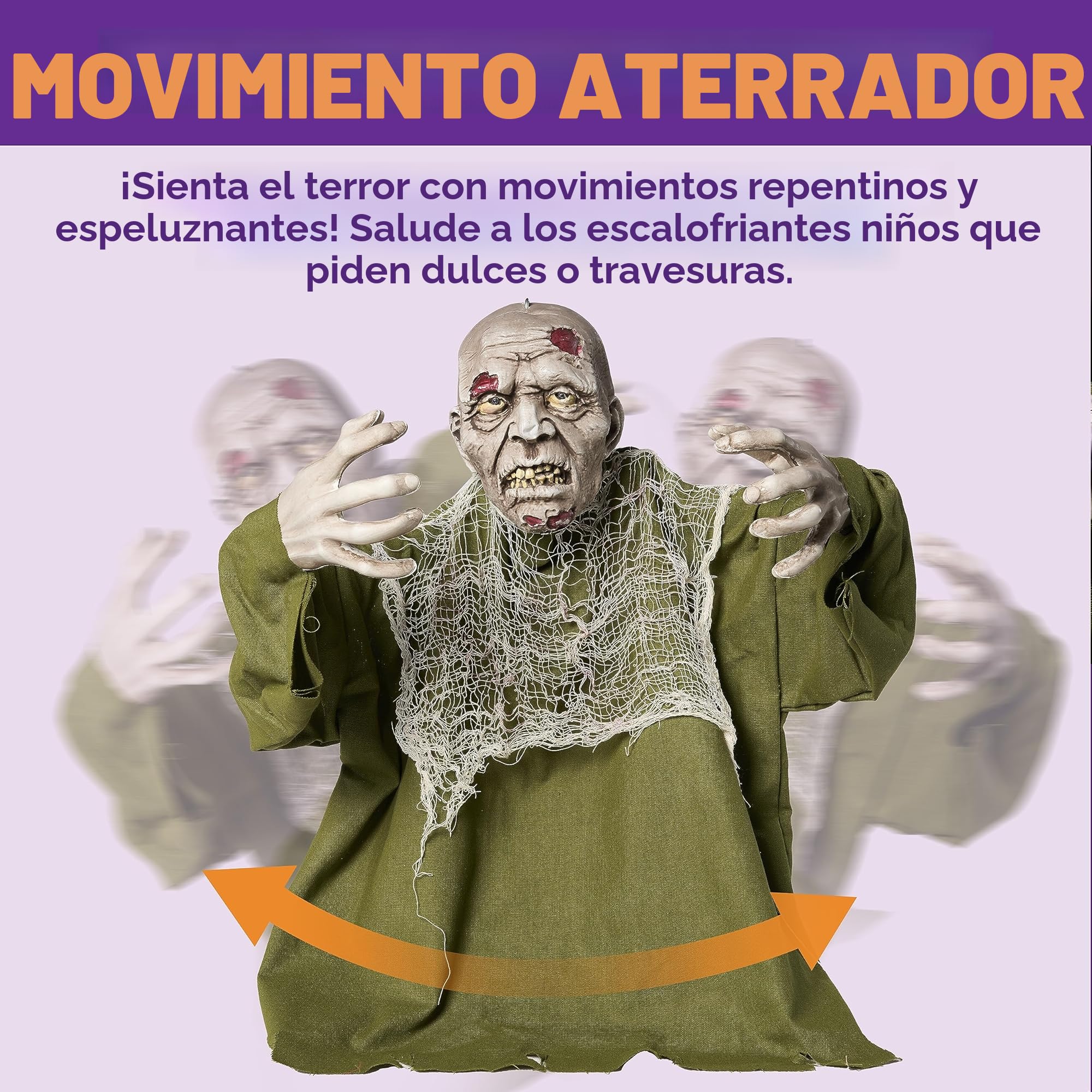 JOYIN Decoración Animada de Halloween para Exteriores con Ojos iluminados, Decoraciones animatrónicas espeluznantes con Brazos móviles para Fiesta de Halloween y decoración Exterior de Patio