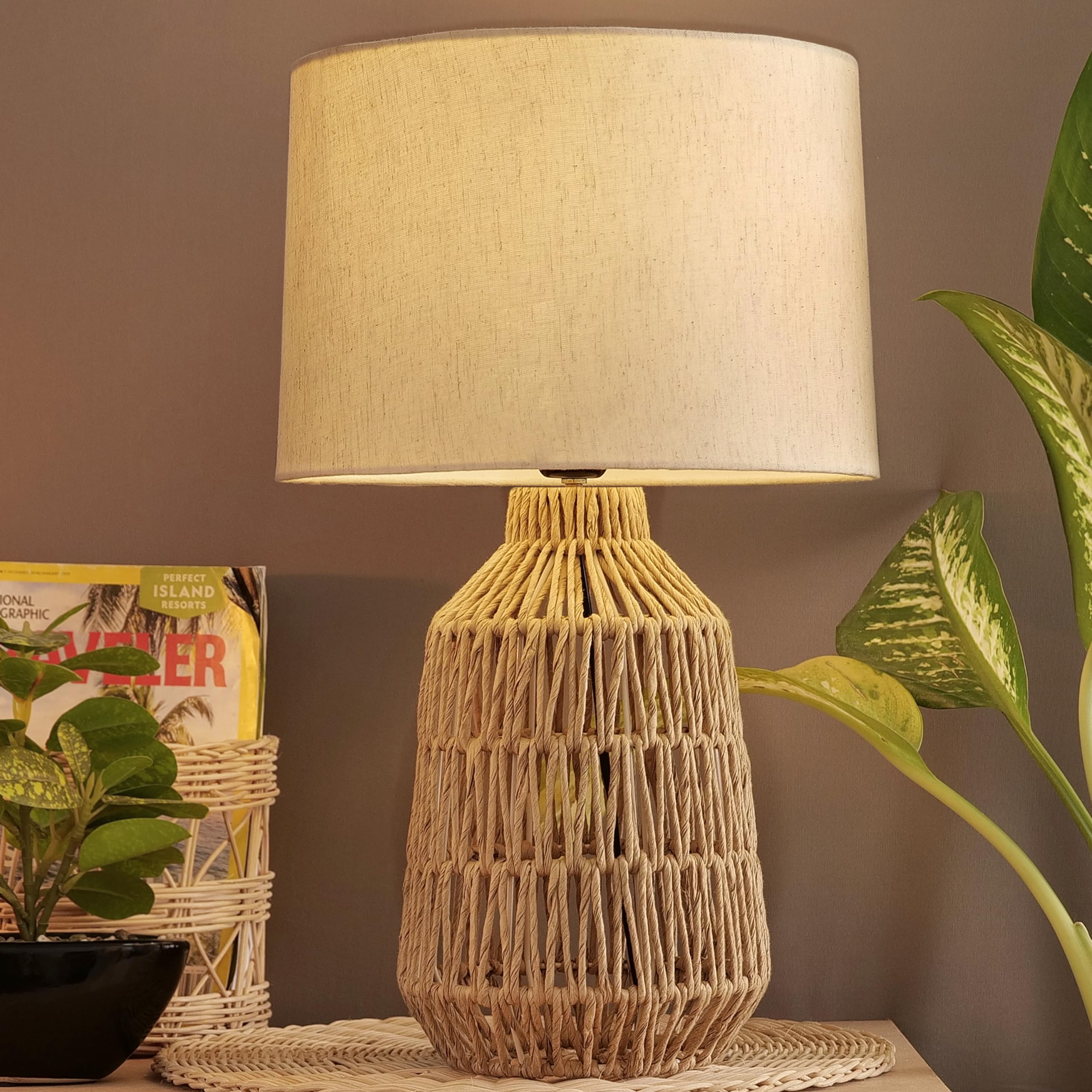Decazone Rattan Handmade Wicker Table Lamp, Beside Table Lamps, Study Table Lamps, Side Lamps Light Decoration for Home, Living Room, Bedroom Bedside, Hall (Tribal Glow Table Lamp) (B0D7C5PGSR) Amazon Price History, Amazon Price Tracker