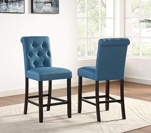 Miniatura 14 de Roundhill Furniture Hendley - Juego de 2 taburetes de madera maciza copetudos, color gris Gris,Azul,Beige Bronceado