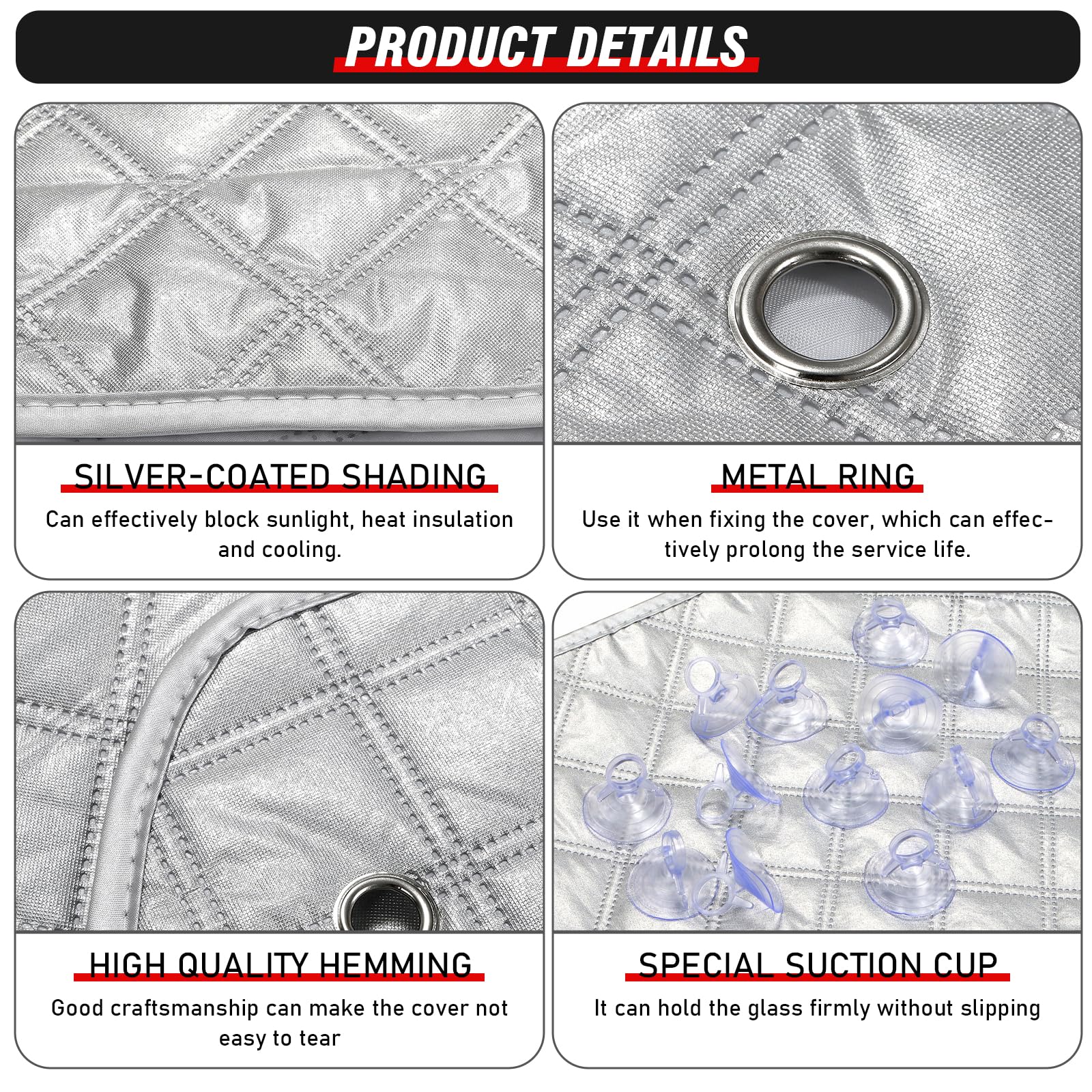 MaxAwe Ensemble de 8 pièces de stores thermiques internes pour VW T5/T6 LWB, kit de protection solaire de luxe, housse de protection pour pare-brise avant - Protection UV estivale et isolation