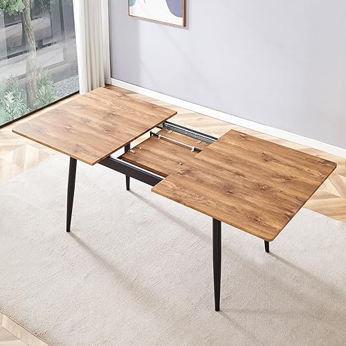 Miniatura 7 de FURNITO Mesa de comedor extensible de 59 a 75 pulgadas, mesa de comedor grande para 4-8, mesa de comedor moderna con patas de metal, mesa de comedor