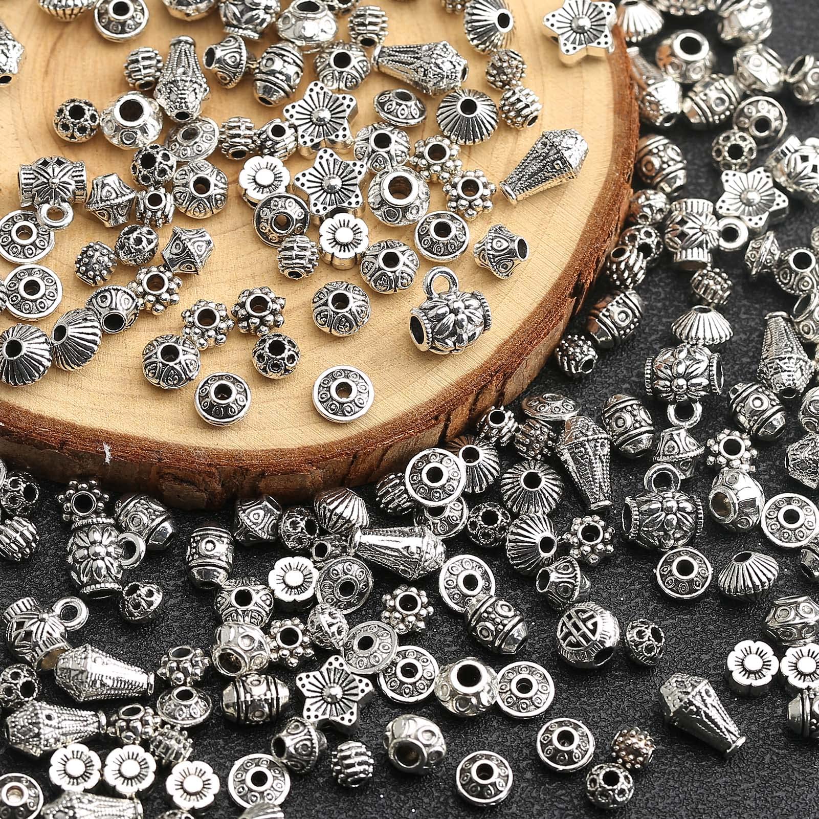 Lot De 200 Perles Intercalaires En Métal Pour Bracelets, Accessoires De Bricolage, Fabrication De Bijoux - Perles En Diamant Et Métal