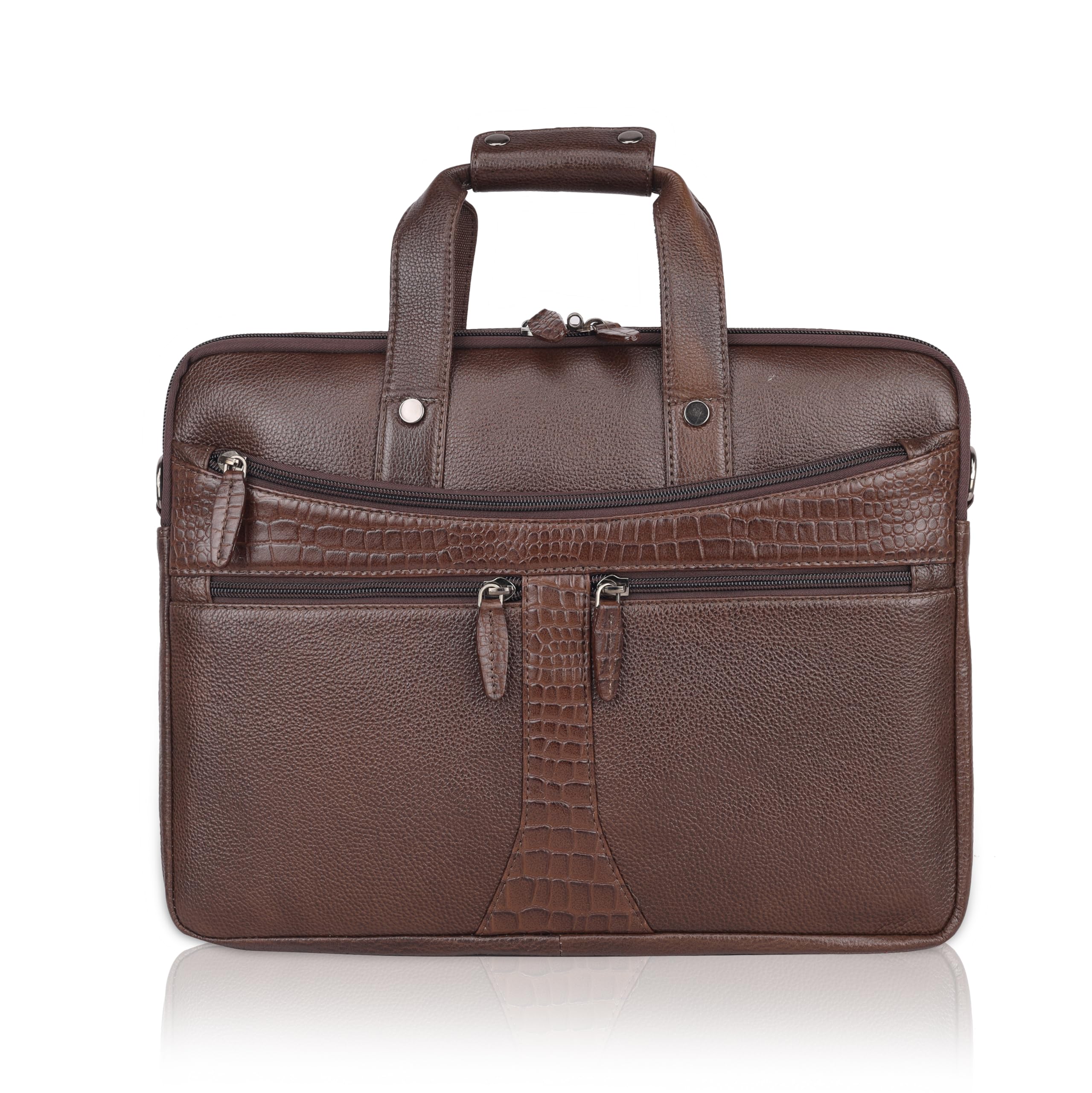 unique designer Durable Leather Briefcase, Sturdy Handle, Adjustable Strap, Open Compartment, 11.5×3.5×15 inches with 9.88 litres-image-38
