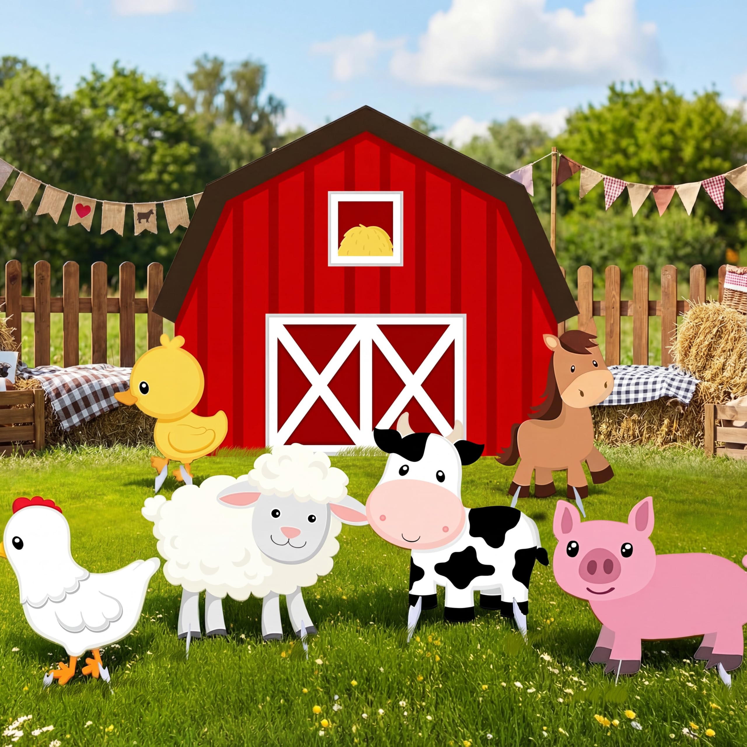 View 1 of Fiwochic 7 Pcs Large Farm Animal Cardboard Cutouts