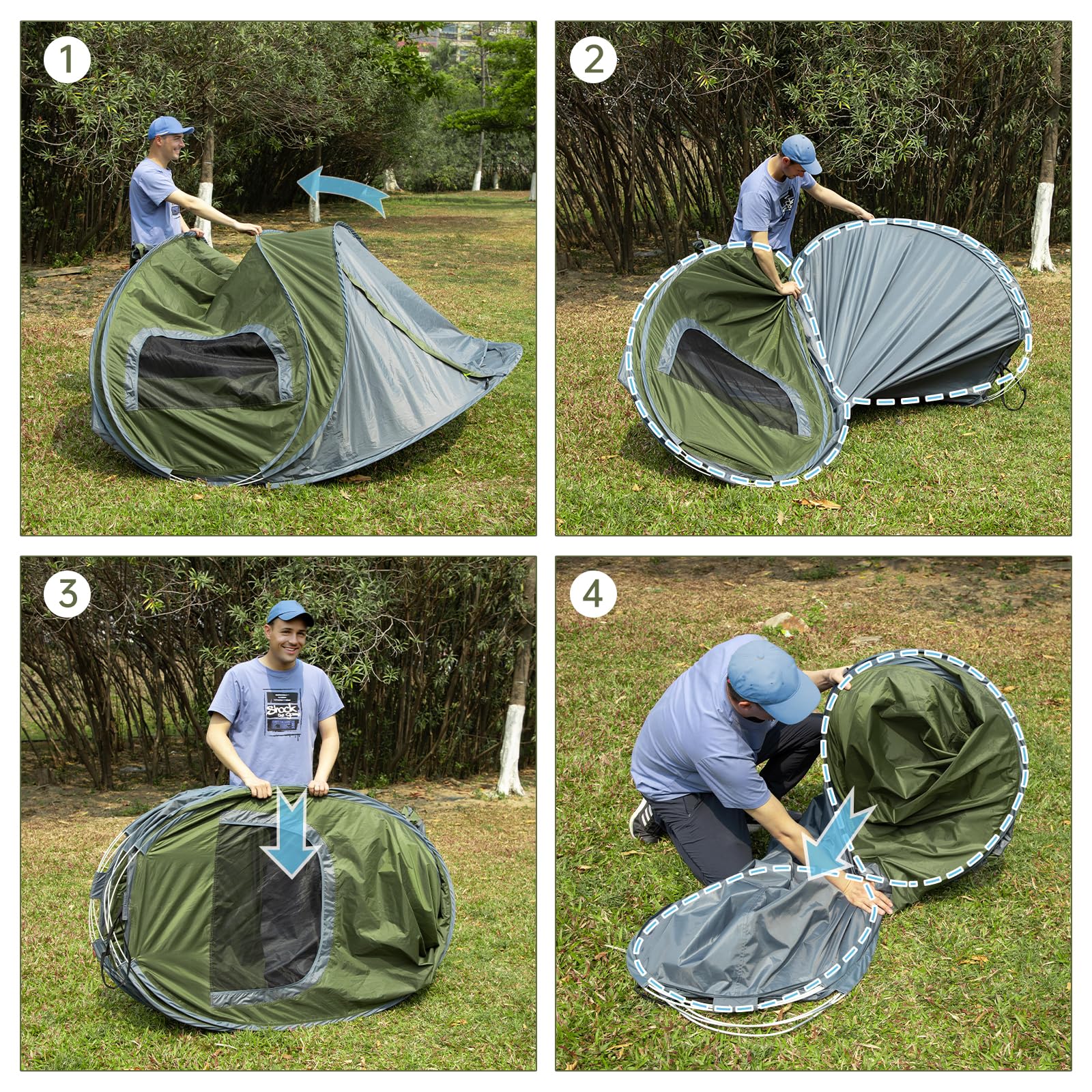 Night Cat Tienda de Campaña Pop Up Impermeable 2-4 Personas Automática Instantánea