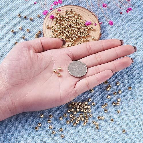 Miniatura 4 de MegaPet - 500 cuentas espaciadoras de metal de 0.157 pulgadas de acero inoxidable 304, cuentas sueltas redondas lisas chapadas en oro para