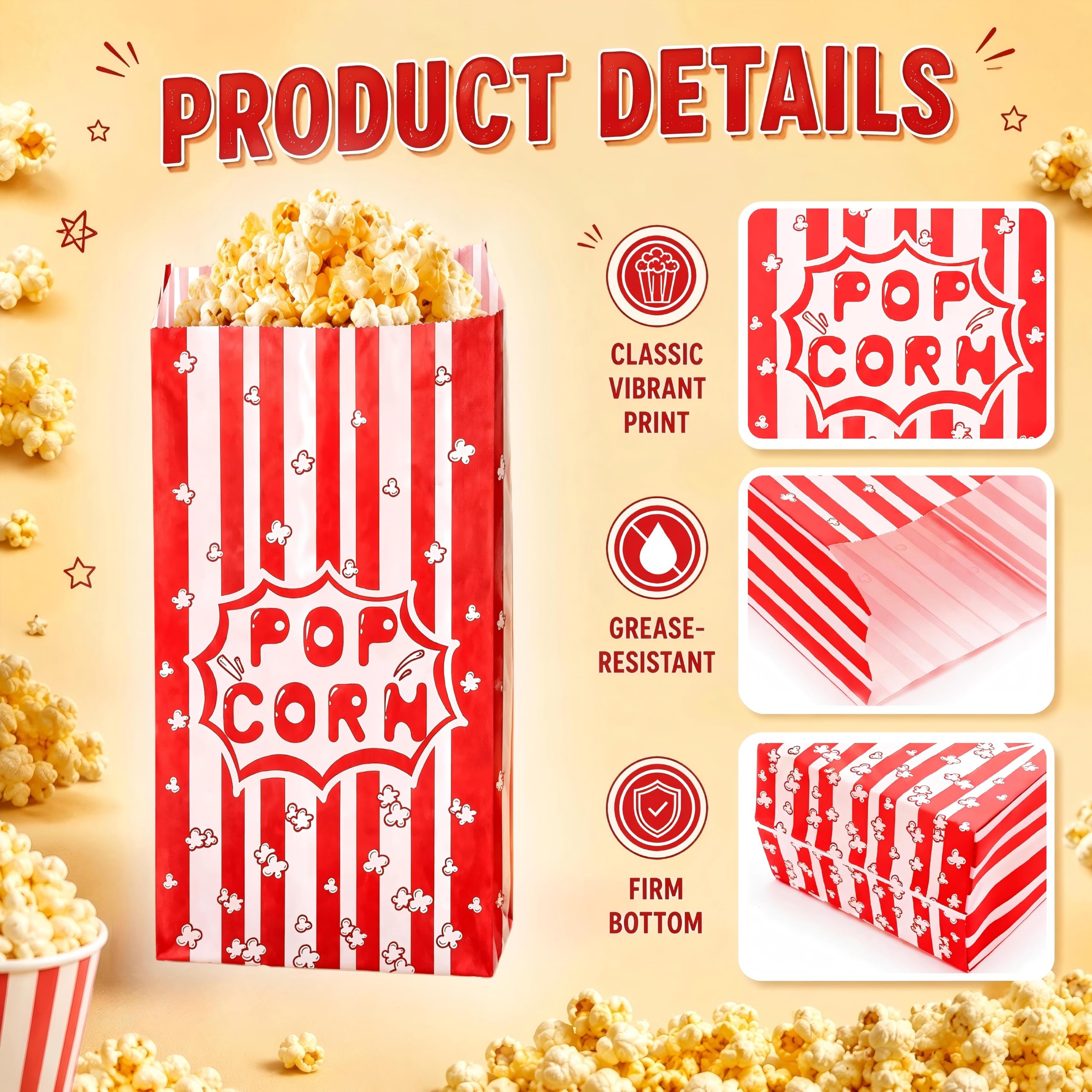 400 Stück kleine Popcorn-Tüten, 28 ml, Papier-Popcorn-Tüten für Popcorn-Maschine, fettdichte Popcorn-Behälter, Becher für individuelle Portionen, Party, Filmabend
