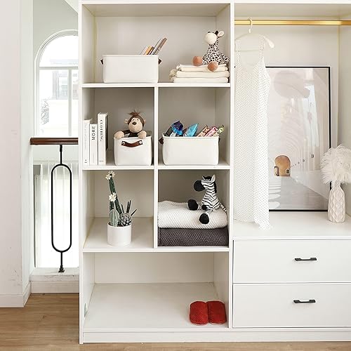 Miniatura 6 de OrganiHaus - Canastas de almacenamiento de tela para estantes y armarios, pequeñas, de 12 x 8 pulgadas, rectangulares, de lona, organizadoras, color