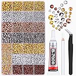 20000Pcs Metallic Rhinestones for Bedazzling with 1Pcs B7000 Jewelry Glue, Resin Rhinestones for Crafting Crafts DIY, Bedazzler Kit Gems for Clothing Shoes Tumblers Nail Art Assorted Size 3/4/5/6mm