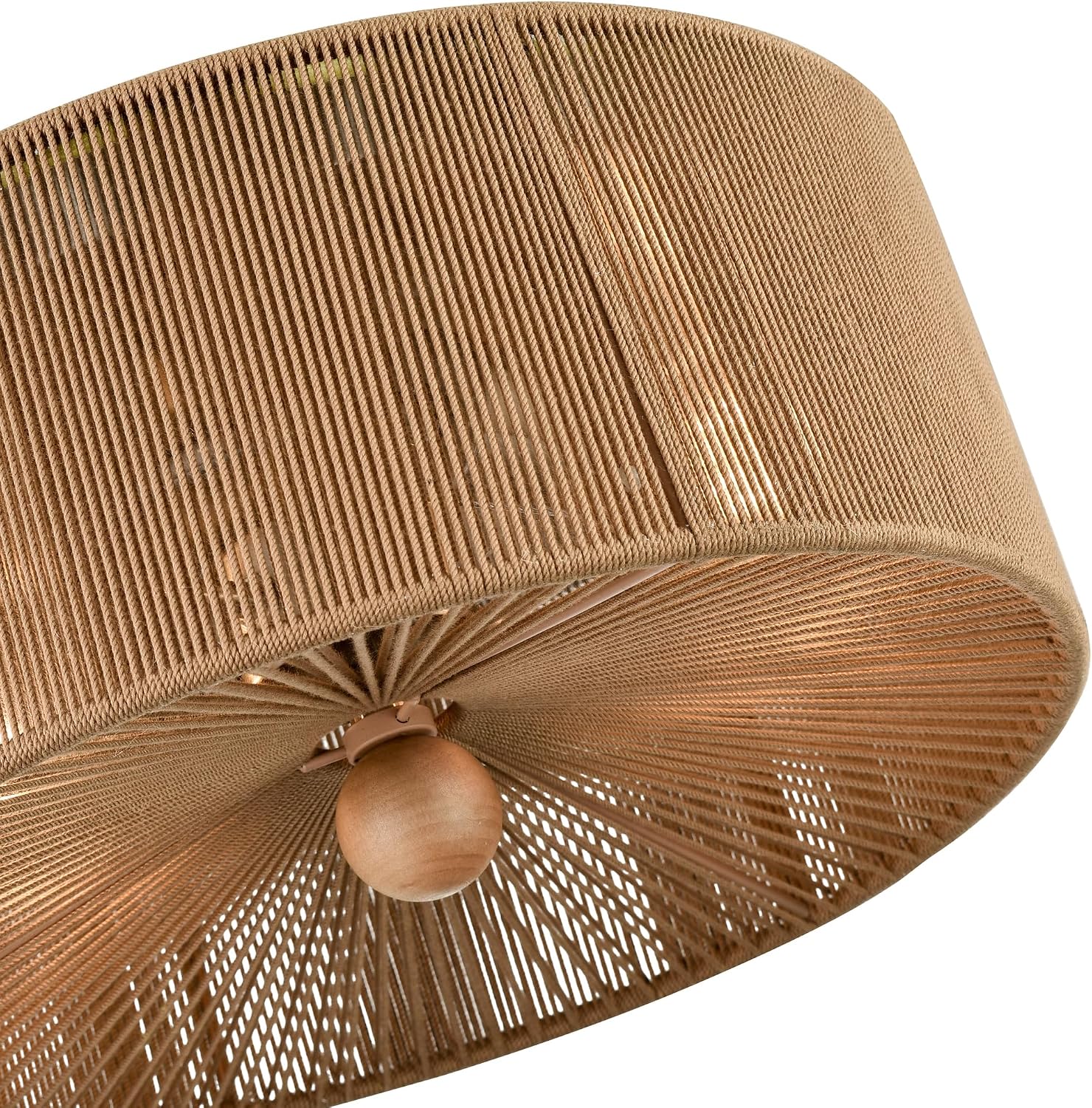 ML Lighting | 213002-BN | 2 Light Ceiling Flushmount in Natural Finish with a Brown Rope Shade | Enhance Any Room with a Beautiful Glow for Accent or Task Lighting