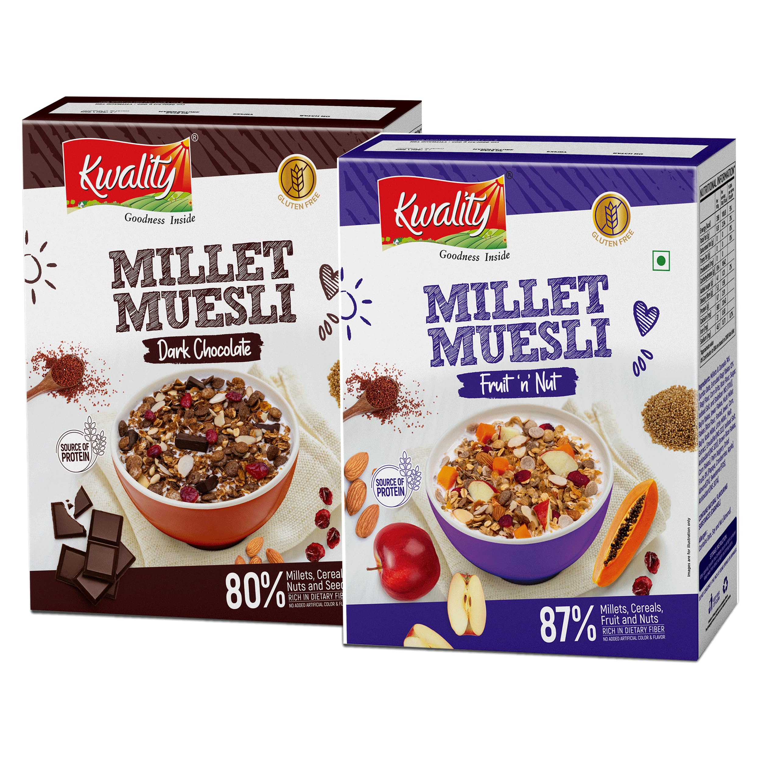 Kwality Millet Muesli Dark Chocolate 400G - Millet Muesli Fruit n Nut 400g[Pack of 2] (B0D5MHTPC6) Amazon Price History, Amazon Price Tracker