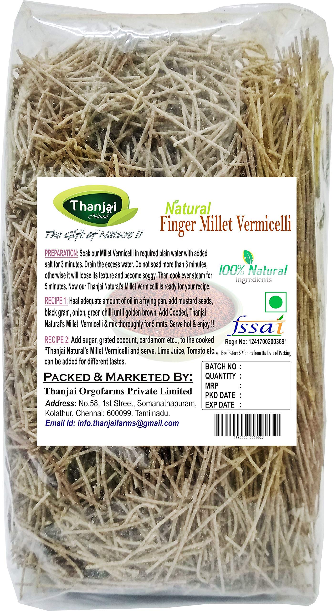 Thanjai Natural Vermicelli 1600 Grams Semiya 8 Varieties (Corn Millet